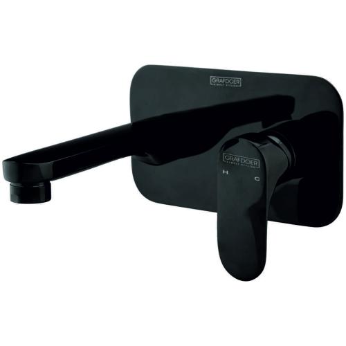 Single Lever Basin Mixer Wall Mounted (Exposed Parts Kit Consisting of Operating Lever, Wall Flange & Spout) Black